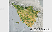 Satellite 3D Map of Toscana, lighten, semi-desaturated