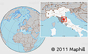 Gray Location Map of Arezzo, highlighted country, highlighted parent region