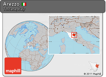 Gray Location Map of Arezzo, highlighted parent region
