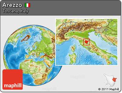 Physical Location Map of Arezzo