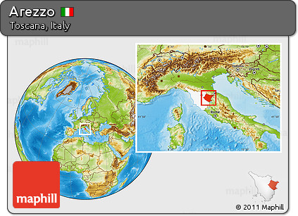 Physical Location Map of Arezzo, highlighted parent region