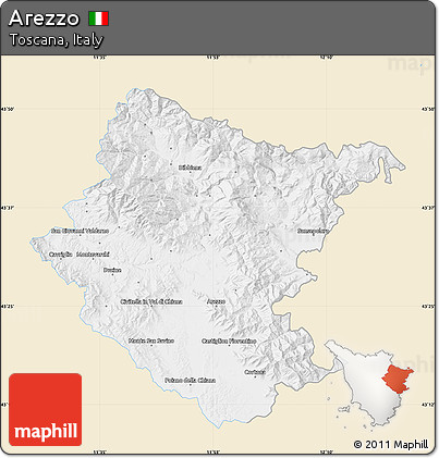 Classic Style Map of Arezzo, single color outside