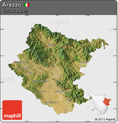 Satellite Map of Arezzo, single color outside