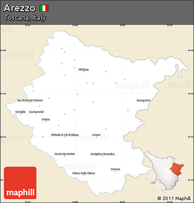 Classic Style Simple Map of Arezzo, single color outside
