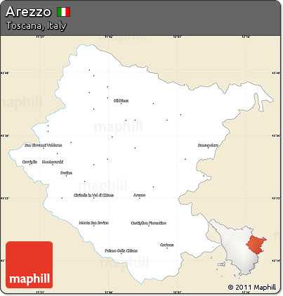 Classic Style Simple Map of Arezzo, single color outside