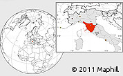 Blank Location Map of Toscana, highlighted country