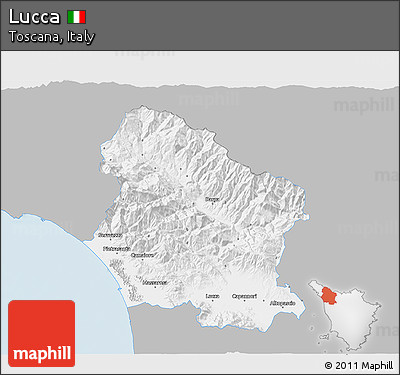 Gray 3D Map of Lucca, single color outside