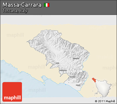 Classic Style 3D Map of Massa-Carrara, single color outside