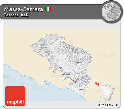 Classic Style 3D Map of Massa-Carrara, single color outside
