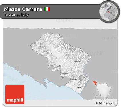 Gray 3D Map of Massa-Carrara, single color outside