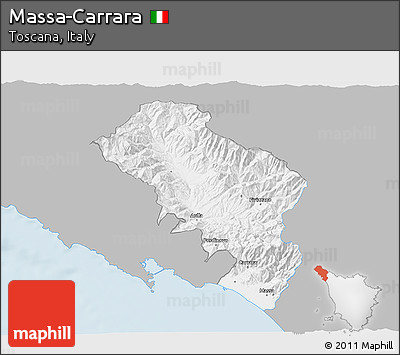 Gray 3D Map of Massa-Carrara, single color outside