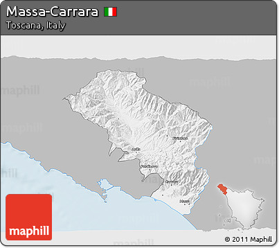 Gray 3D Map of Massa-Carrara, single color outside