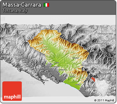 Physical 3D Map of Massa-Carrara, desaturated
