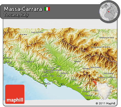 Physical 3D Map of Massa-Carrara