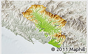 Physical 3D Map of Massa-Carrara, lighten, semi-desaturated