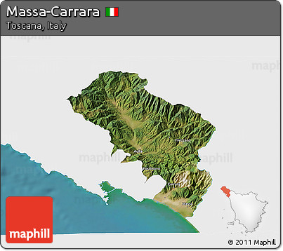 Satellite 3D Map of Massa-Carrara, single color outside