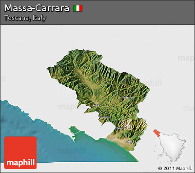 Satellite 3D Map of Massa-Carrara, single color outside