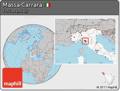 Gray Location Map of Massa-Carrara, highlighted country