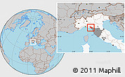 Gray Location Map of Massa-Carrara, highlighted country, highlighted parent region