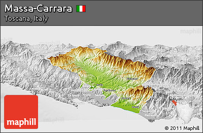 Physical Panoramic Map of Massa-Carrara, lighten, desaturated