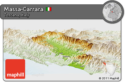 Physical Panoramic Map of Massa-Carrara, lighten