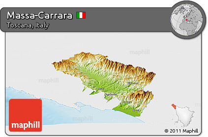 Physical Panoramic Map of Massa-Carrara, single color outside