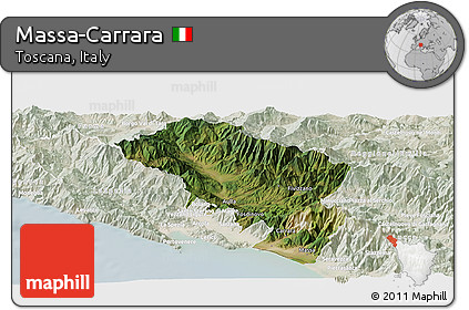Satellite Panoramic Map of Massa-Carrara, lighten