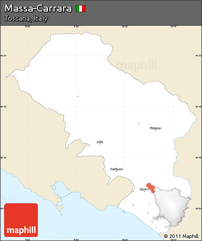Classic Style Simple Map of Massa-Carrara, single color outside