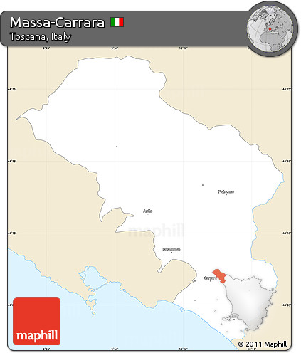Classic Style Simple Map of Massa-Carrara, single color outside