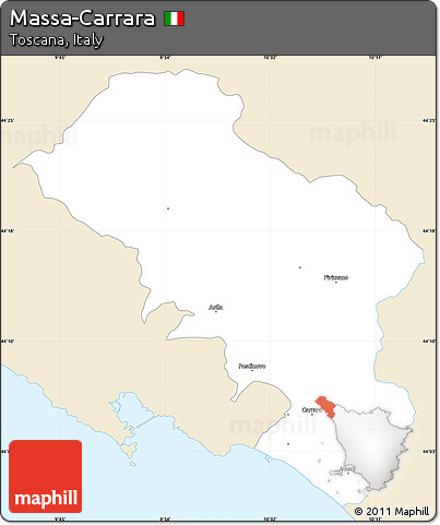 Classic Style Simple Map of Massa-Carrara, single color outside