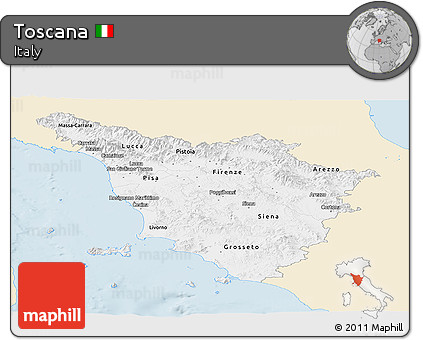 Classic Style Panoramic Map of Toscana, single color outside