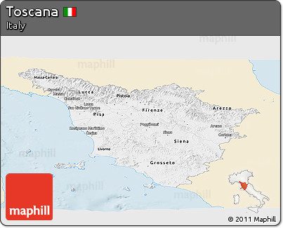 Classic Style Panoramic Map of Toscana, single color outside