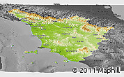 Physical Panoramic Map of Toscana, darken, desaturated