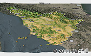 Satellite Panoramic Map of Toscana, darken, semi-desaturated
