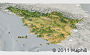 Satellite Panoramic Map of Toscana, lighten, semi-desaturated