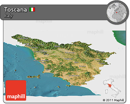 Satellite Panoramic Map of Toscana, single color outside