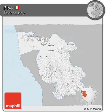 Gray 3D Map of Pisa, single color outside
