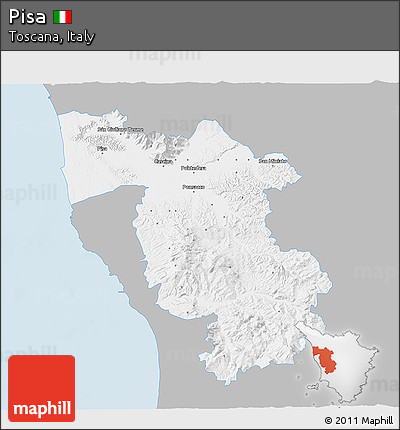 Gray 3D Map of Pisa, single color outside