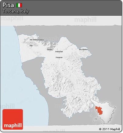 Gray 3D Map of Pisa, single color outside