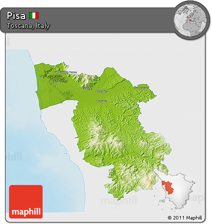 Physical 3D Map of Pisa, single color outside