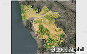 Satellite 3D Map of Pisa, darken, semi-desaturated