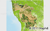 Satellite 3D Map of Pisa, physical outside