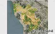 Satellite 3D Map of Pisa, semi-desaturated