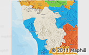 Shaded Relief 3D Map of Pisa, political outside