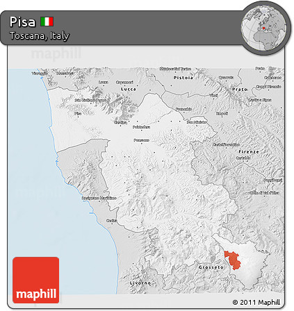 Silver Style 3D Map of Pisa