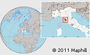 Gray Location Map of Pisa, highlighted country