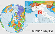 Political Location Map of Pisa, highlighted country