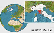 Satellite Location Map of Pisa, highlighted country, highlighted parent region