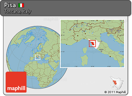 Savanna Style Location Map of Pisa, highlighted parent region