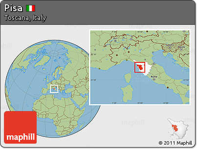 Savanna Style Location Map of Pisa, highlighted parent region